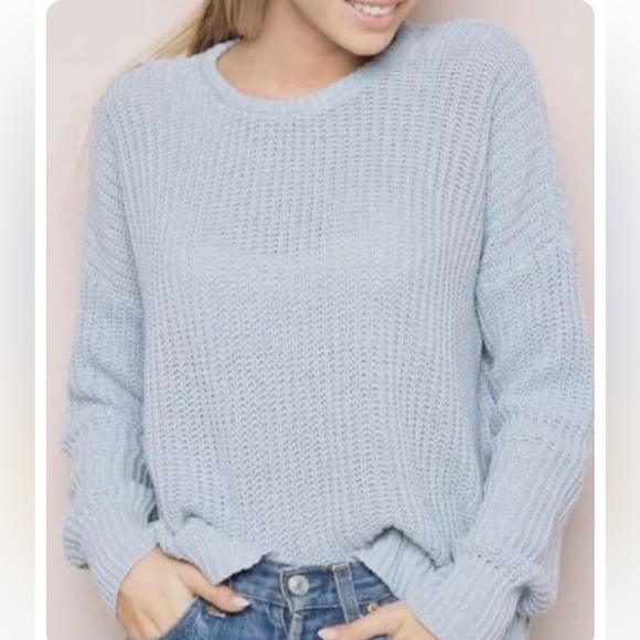 Brandy Melville Sweaters - BRANDY MELVILLE | Baby blue knit sweater